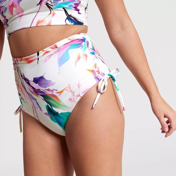 NWT CALIA Women's High Waisted Ruched Side Tie Swim Bottoms - Picture 8 of 12